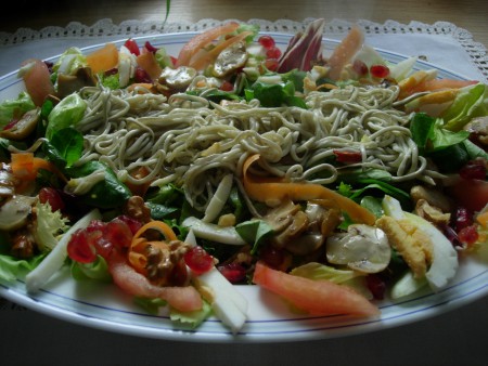 Ensalada templada con vinagreta de mostaza